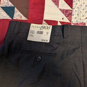 Jos A Banks NWT Grey 100% Wool Unaltered Pants 38R